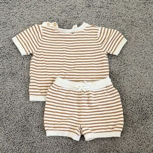 H&M Cream and Brown Striped Kids Set